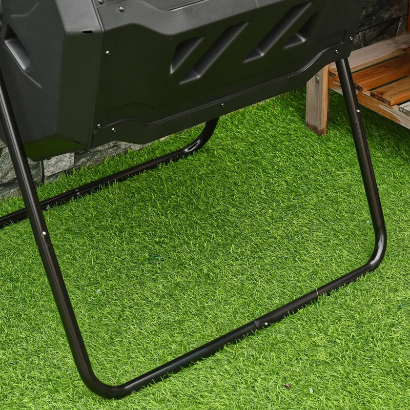 Outsunny Compostador De Tambor Giratorio 160l De Doble Cámara Marco De Acero
