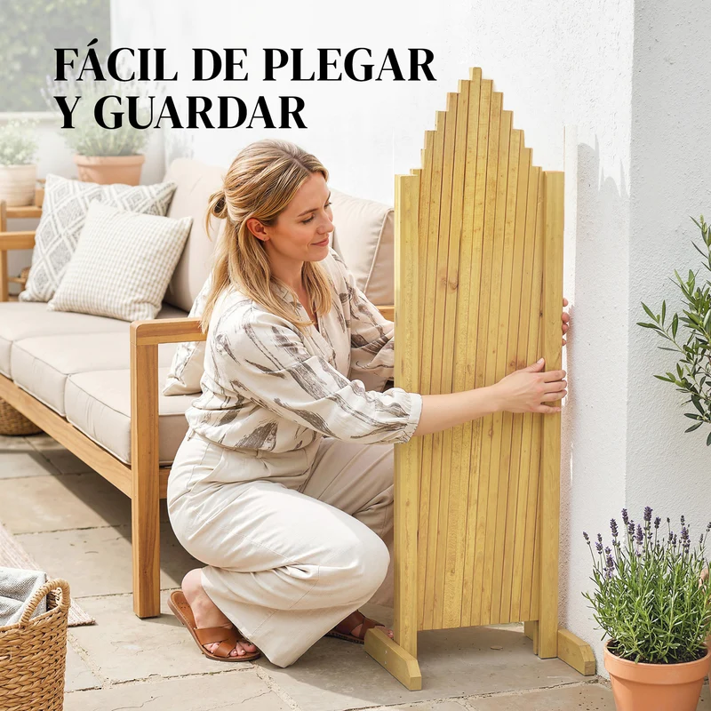 Outsunny Set De 2 Paneles Vallas De Madera Extensibles 180x30x103 Cm Natural