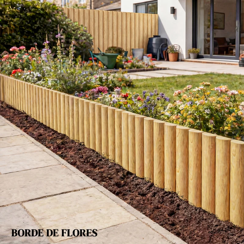 Outsunny Valla De Jardín De Madera 176x38 Cm Para Huerto Patio Natural