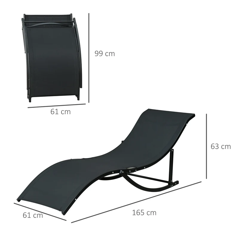 Outsunny 2 Tumbonas Plegables Forma De S Aluminio Texteline Para Terraza Negro