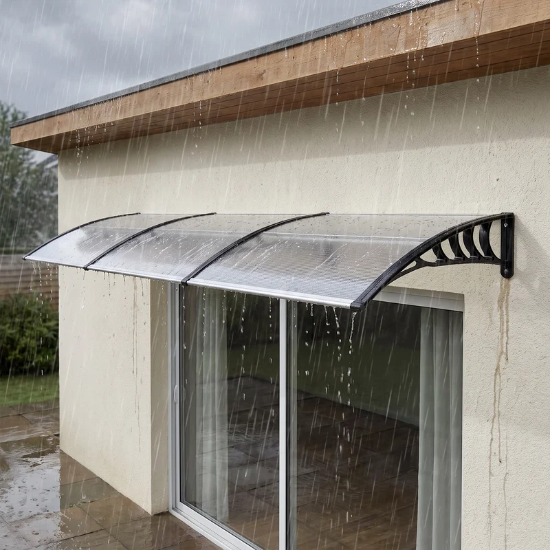 Outsunny Tejadillo De Protección Contra Sol Y Lluvia Para Puertas 90x295x23,5 Cm
