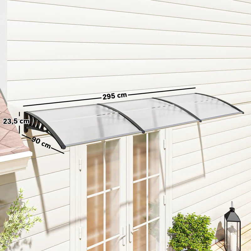 Outsunny Tejadillo De Protección Contra Sol Y Lluvia Para Puertas 90x295x23,5 Cm