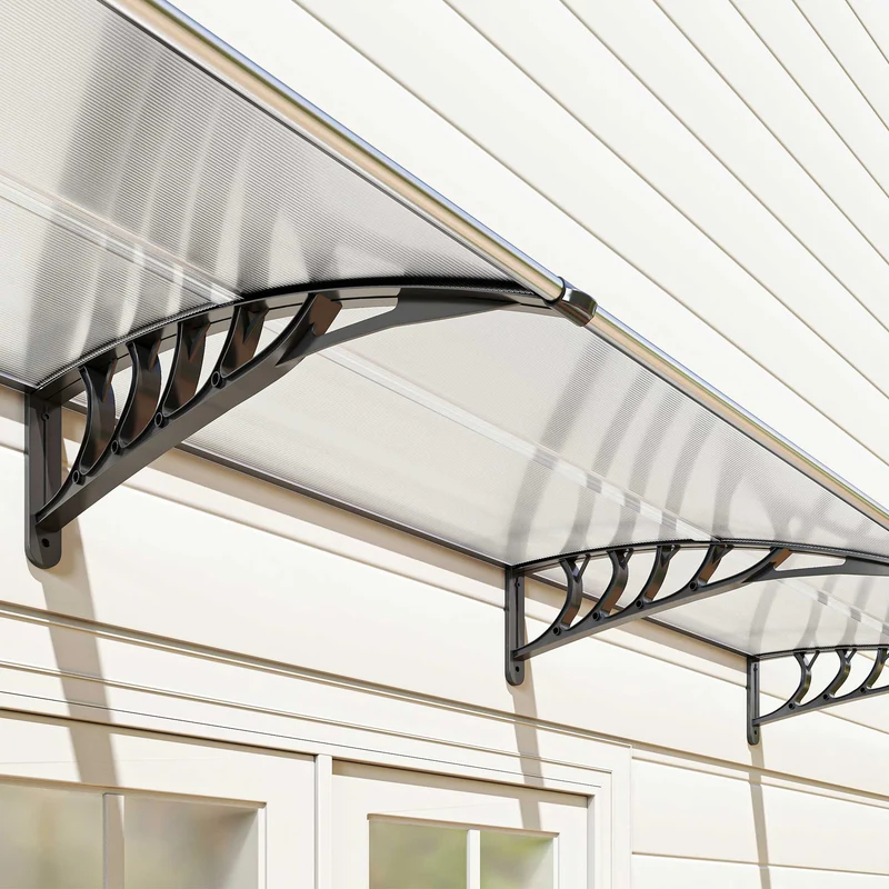 Outsunny Tejadillo De Protección Contra Sol Y Lluvia Para Puertas 90x295x23,5 Cm