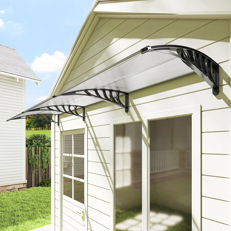 Outsunny Tejadillo De Protección Contra Sol Y Lluvia Para Puertas 90x295x23,5 Cm
