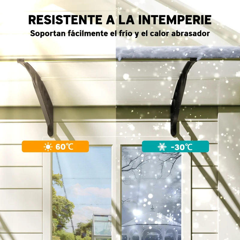 Outsunny Tejadillo De Protección Contra Sol Y Lluvia Para Puertas 90x295x23,5 Cm
