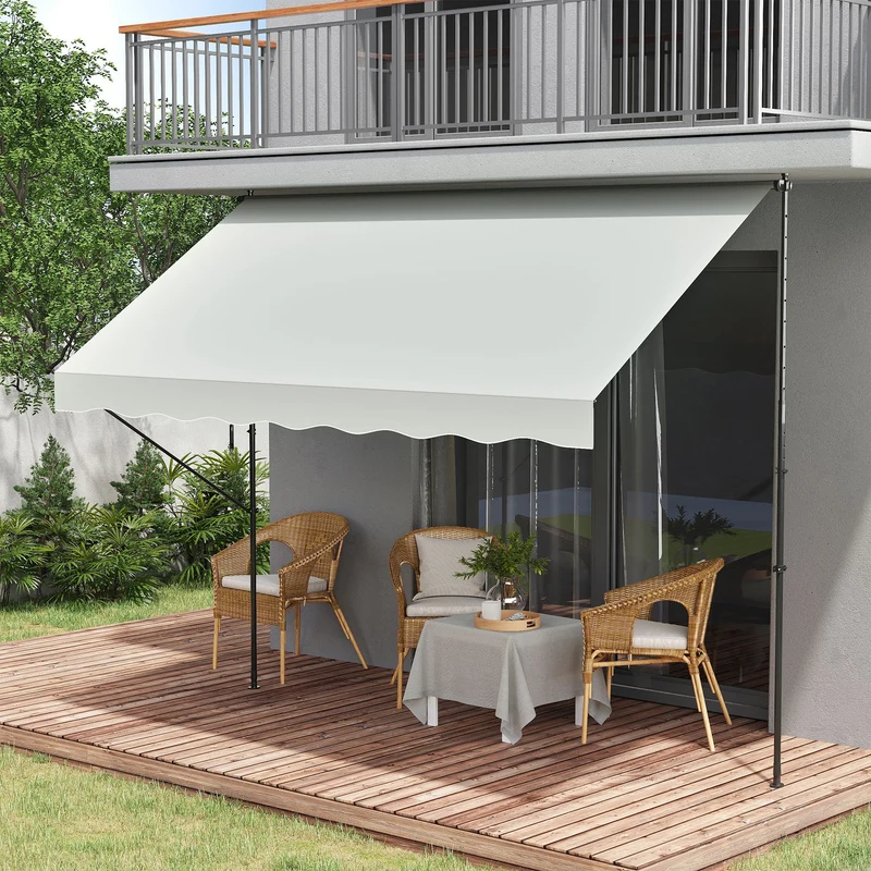 Outsunny Toldo Manual Retráctil 300x175x210-310cm Manivela Protección Uv40 Crema