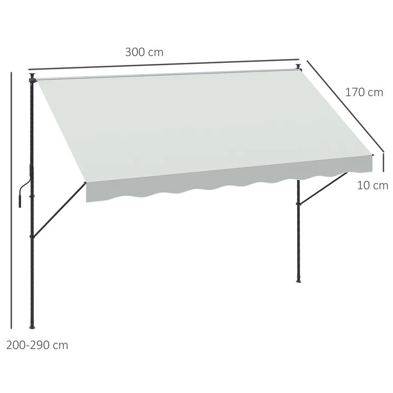 Outsunny Toldo Manual Retráctil 300x175x210-310cm Manivela Protección Uv40 Crema