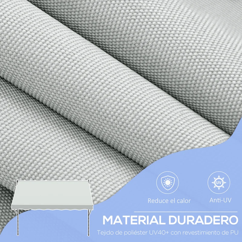 Outsunny Toldo Manual Retráctil 300x175x210-310cm Manivela Protección Uv40 Crema