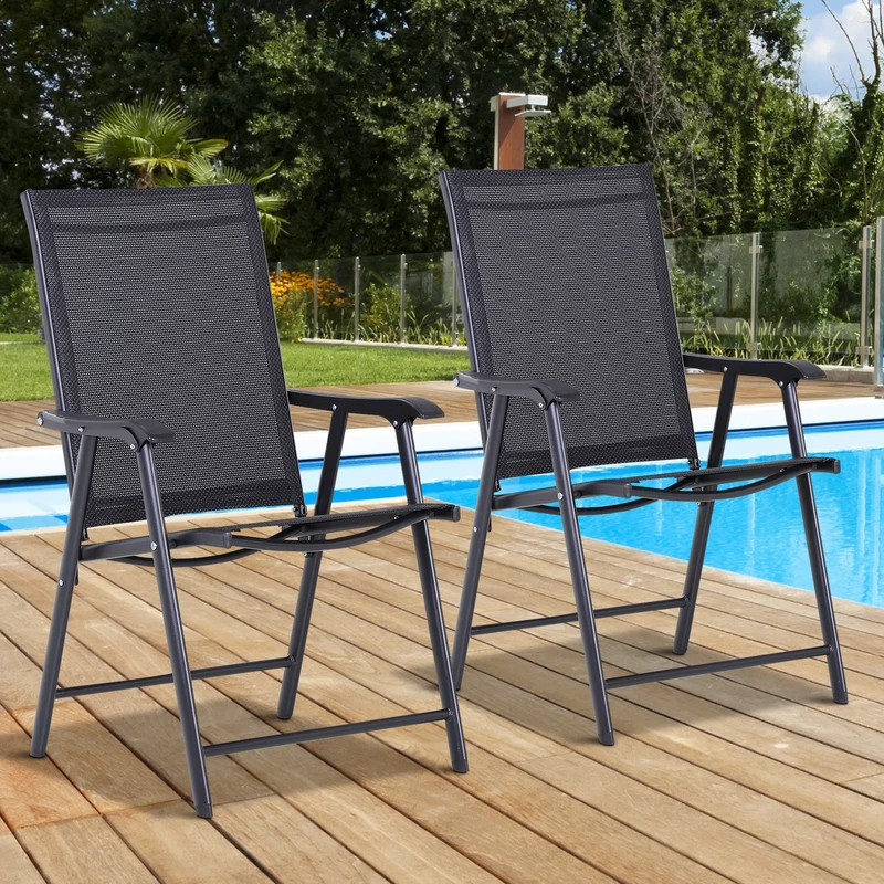 Outsunny Conjunto De 2 Sillas Plegables Con Reposabrazos Para Jardín O Terraza
