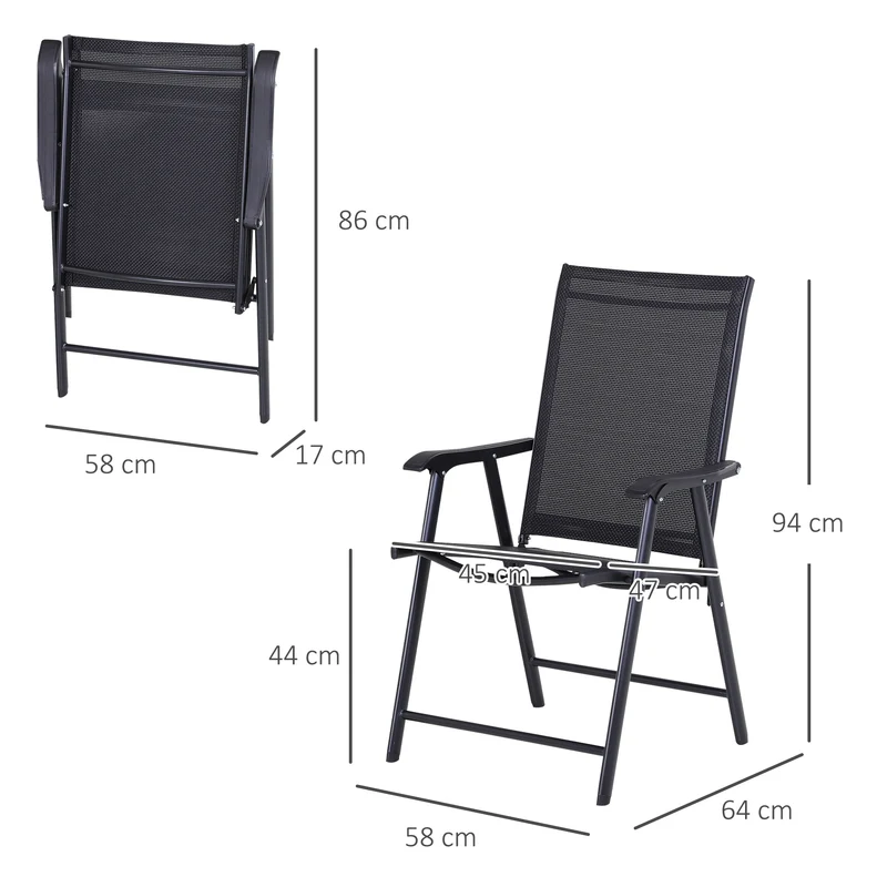 Outsunny Conjunto De 2 Sillas Plegables Con Reposabrazos Para Jardín O Terraza