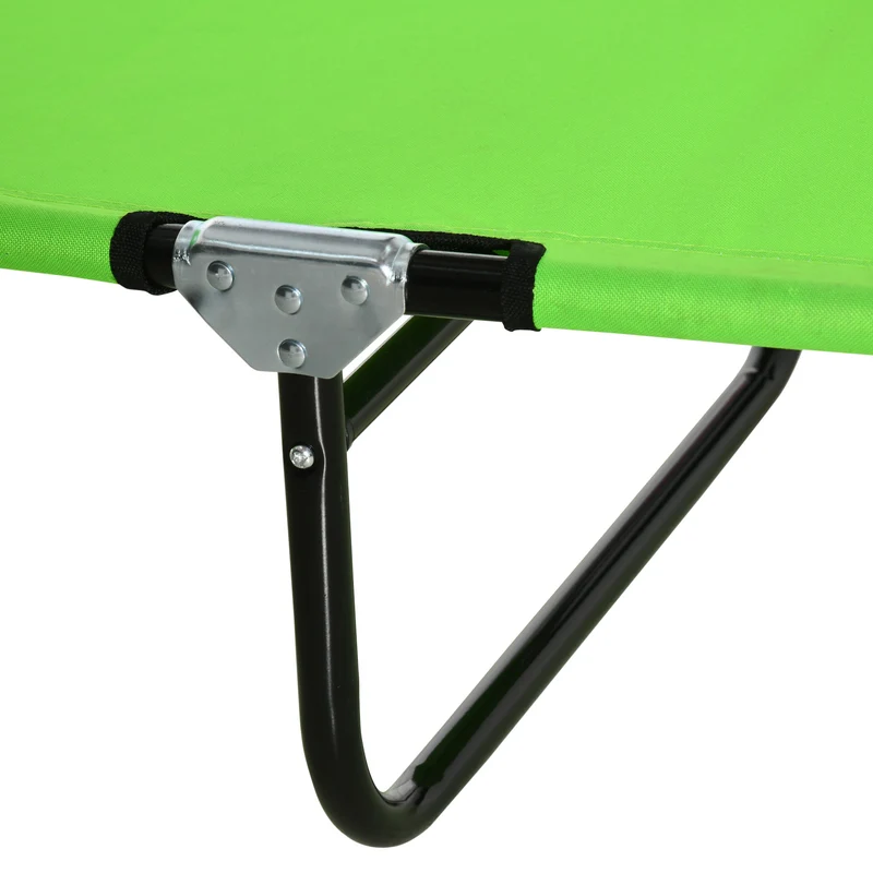 Outsunny Tumbona Plegable De Jardín Con Respaldo Ajustable Almohada Acero Verde
