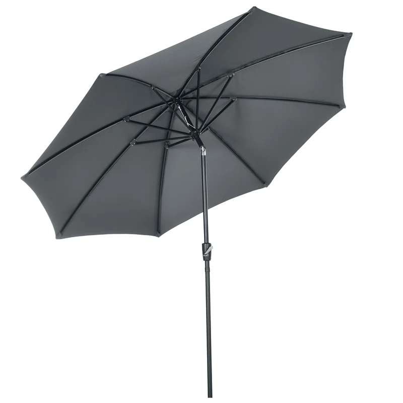 Outsunny Sombrilla De Jardín Ø300x252 Cm Con Manivela Techo Inclinable Gris