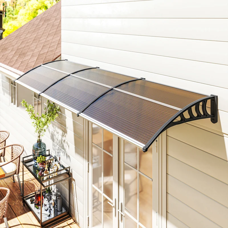 Outsunny Tejadillo De Protección 303x96 Cm Para Puertas Y Ventanas Marrón
