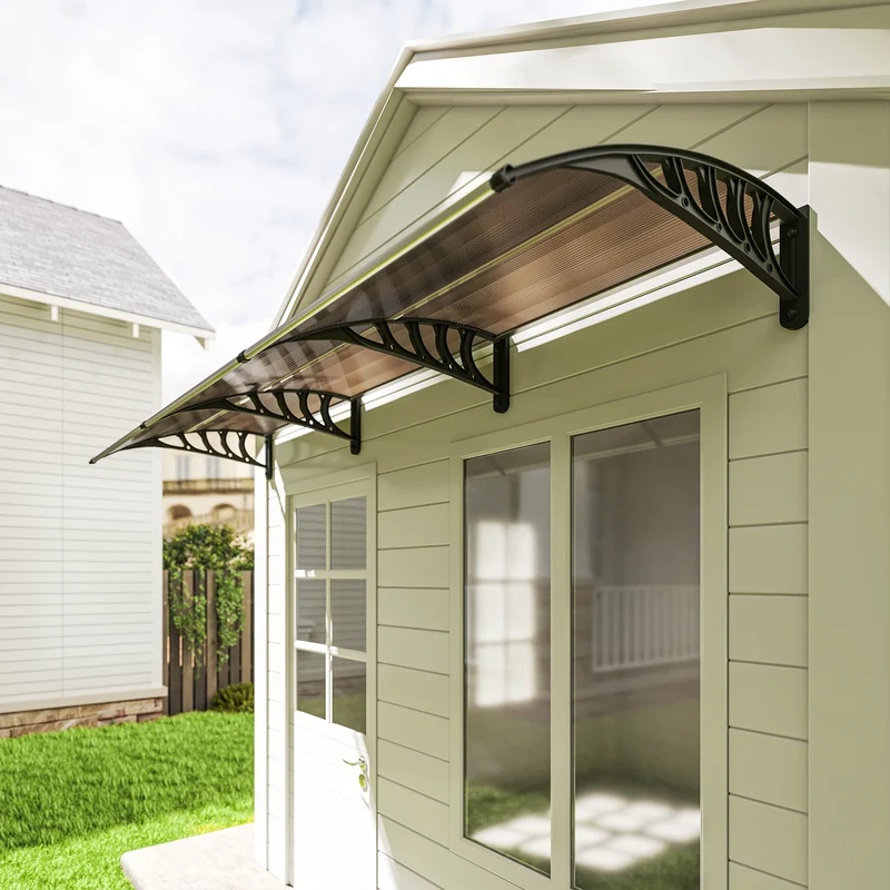 Outsunny Tejadillo De Protección 303x96 Cm Para Puertas Y Ventanas Marrón