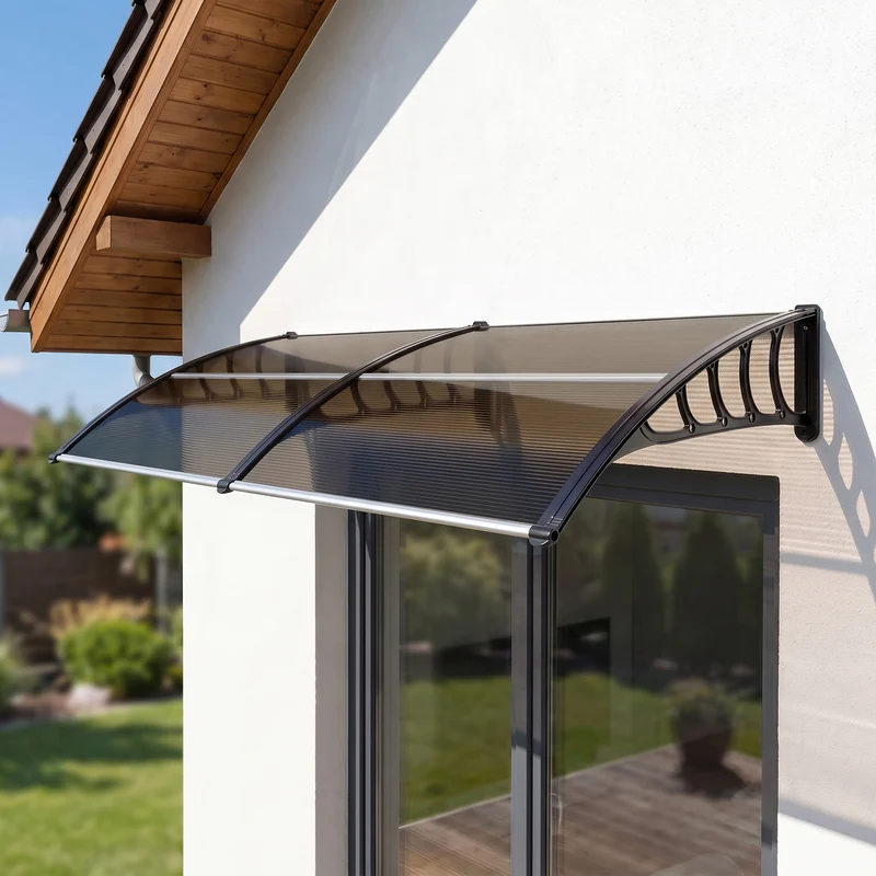 Outsunny Tejadillo De Protección 200x96 Cm Para Puertas Y Ventanas Marrón