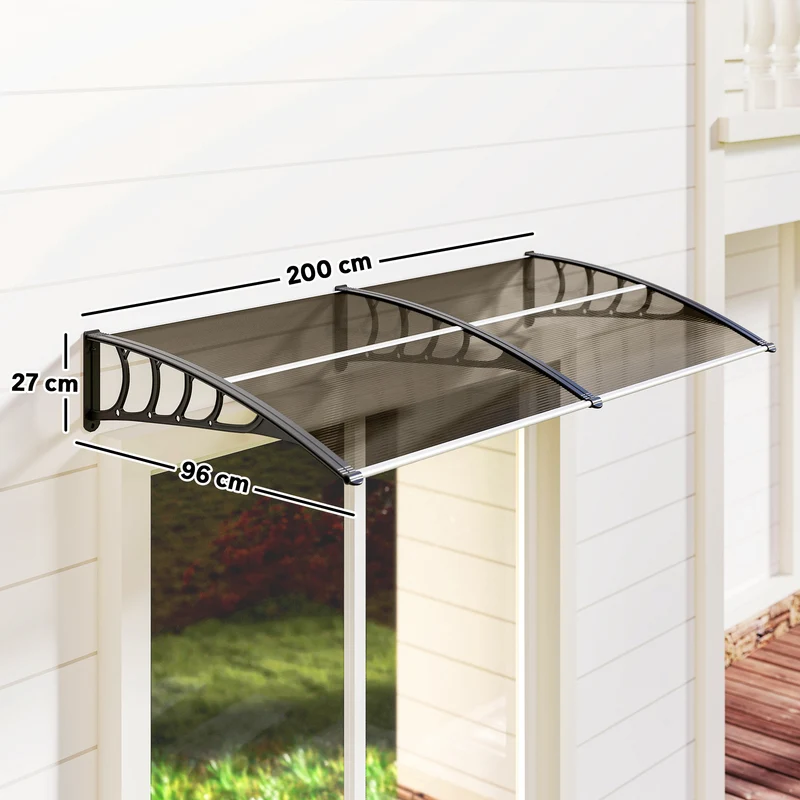 Outsunny Tejadillo De Protección 200x96 Cm Para Puertas Y Ventanas Marrón