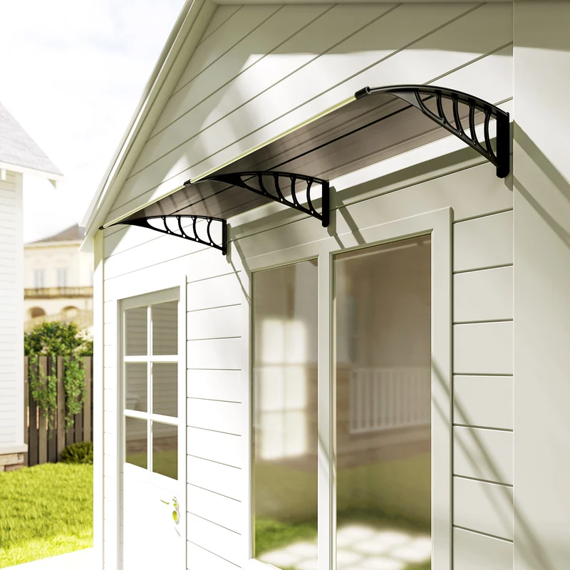 Outsunny Tejadillo De Protección 200x96 Cm Para Puertas Y Ventanas Marrón