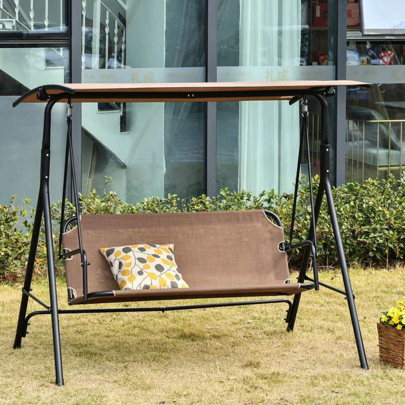 Outsunny Columpio De Jardín 2 Plazas Silla Balancín Techo Ajustable