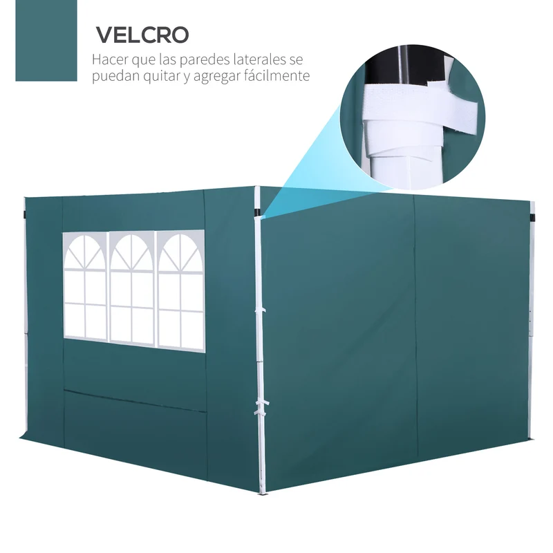 Outsunny 2 Paredes Laterales Para Carpa 3m Lado Parasol De Gazebo Tela Oxford
