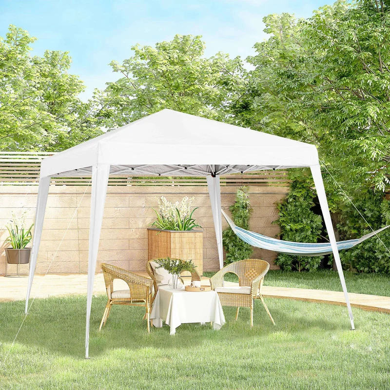 Outsunny Carpa Plegable 2,4x2,4 M De Jardín Diseño Pop Up De Acero Y Tela