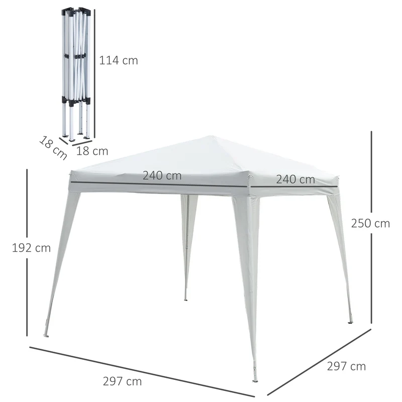 Outsunny Carpa Plegable 2,4x2,4 M De Jardín Diseño Pop Up De Acero Y Tela