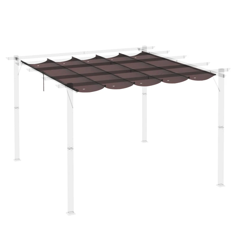 Outsunny Cubierta Para Pérgola Retráctil 2,5x2,55m Para Marco De 3x3 M Café