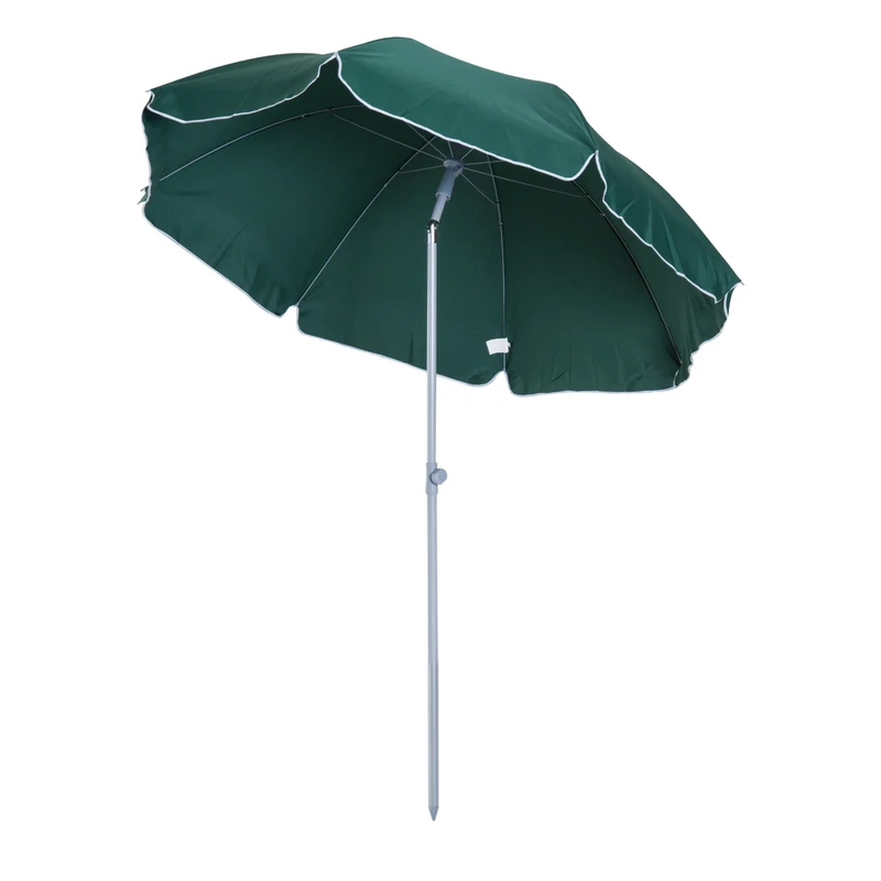Outsunny Sombrilla De Playa Diámetro Ø202 Cm Con Techo Inclinable Poste