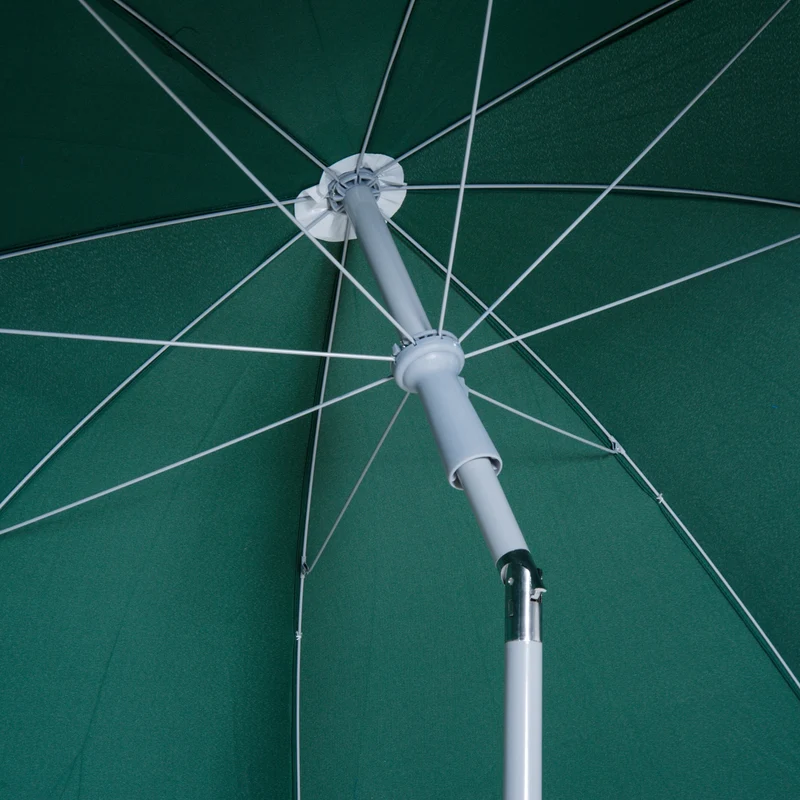 Outsunny Sombrilla De Playa Diámetro Ø202 Cm Con Techo Inclinable Poste
