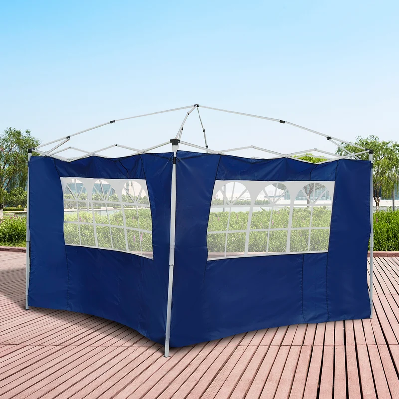 Outsunny 2 Paredes Laterales 2x3m Con Ventanas Para Carpa 3 X 3 M/3 X 6 M Azul