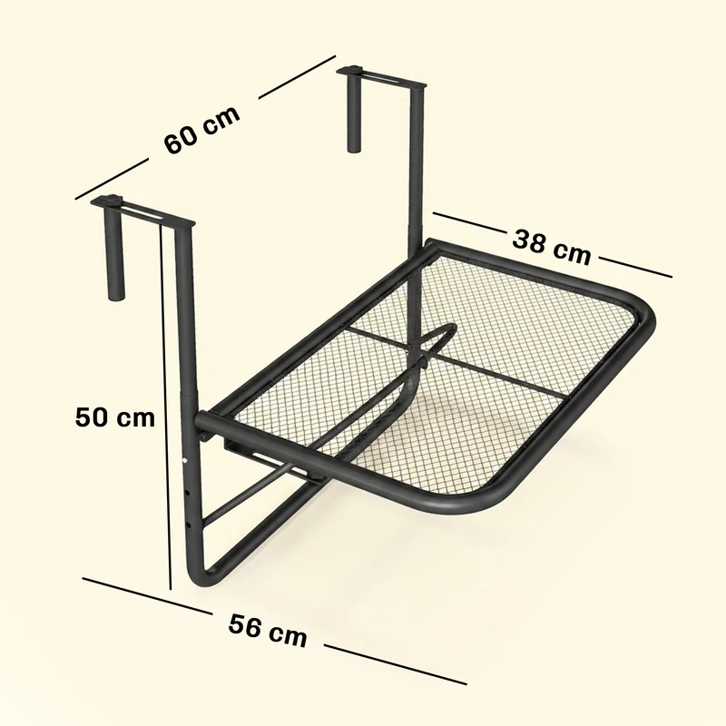 Outsunny Mesa Colgante Balcón Altura Ajustable En 3 Posiciones Carga 30kg