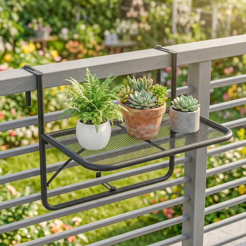 Outsunny Mesa Colgante Balcón Altura Ajustable En 3 Posiciones Carga 30kg
