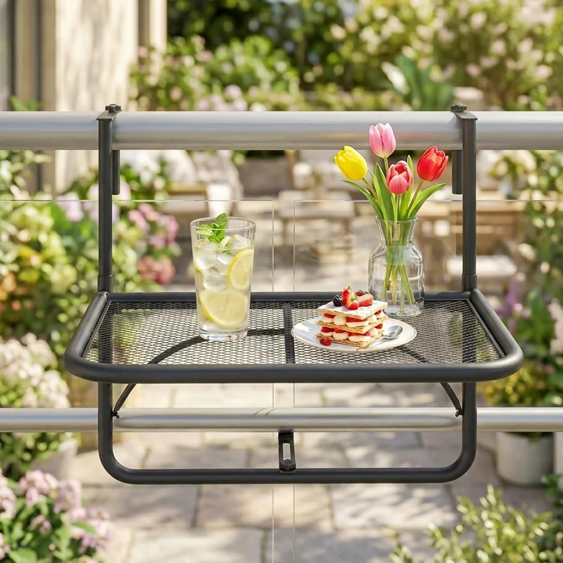 Outsunny Mesa Colgante Balcón Altura Ajustable En 3 Posiciones Carga 30kg
