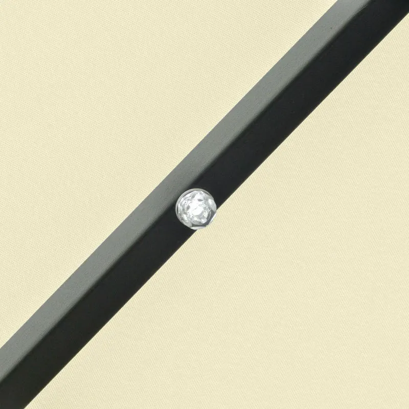 Outsunny Sombrilla Jardín Con 32 Luces Led Solares Inclinable Ø265x233 Cm Beige