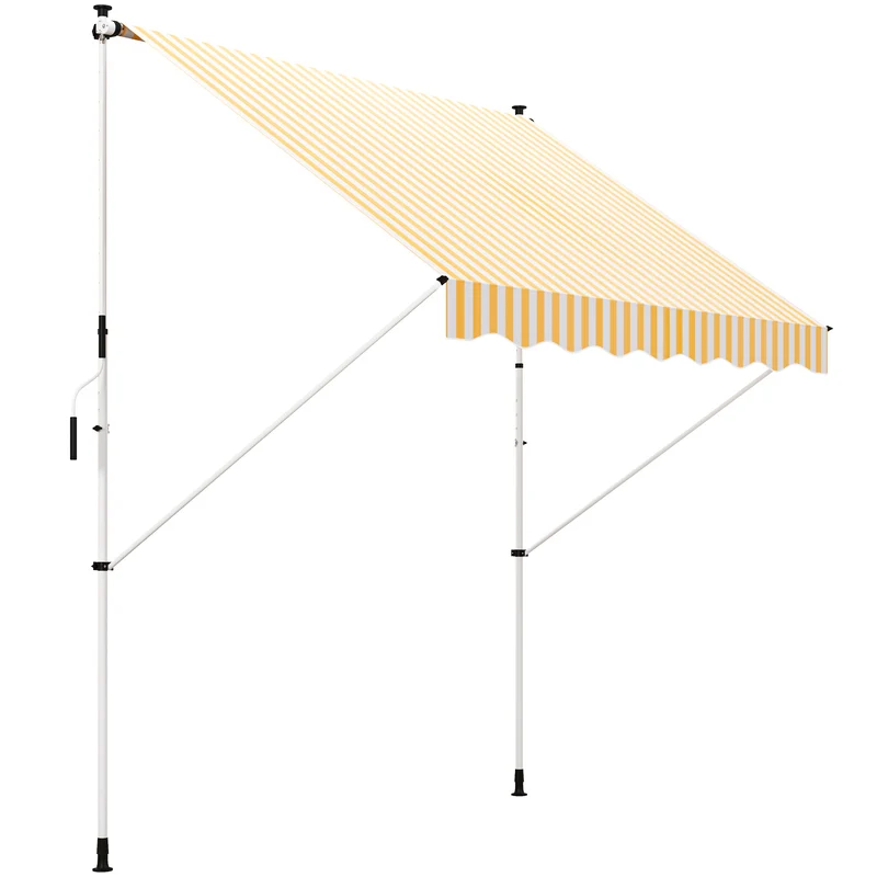 Outsunny Toldo Manual Retráctil 300x150x170-280 Cm Con Altura Ajustable Naranja