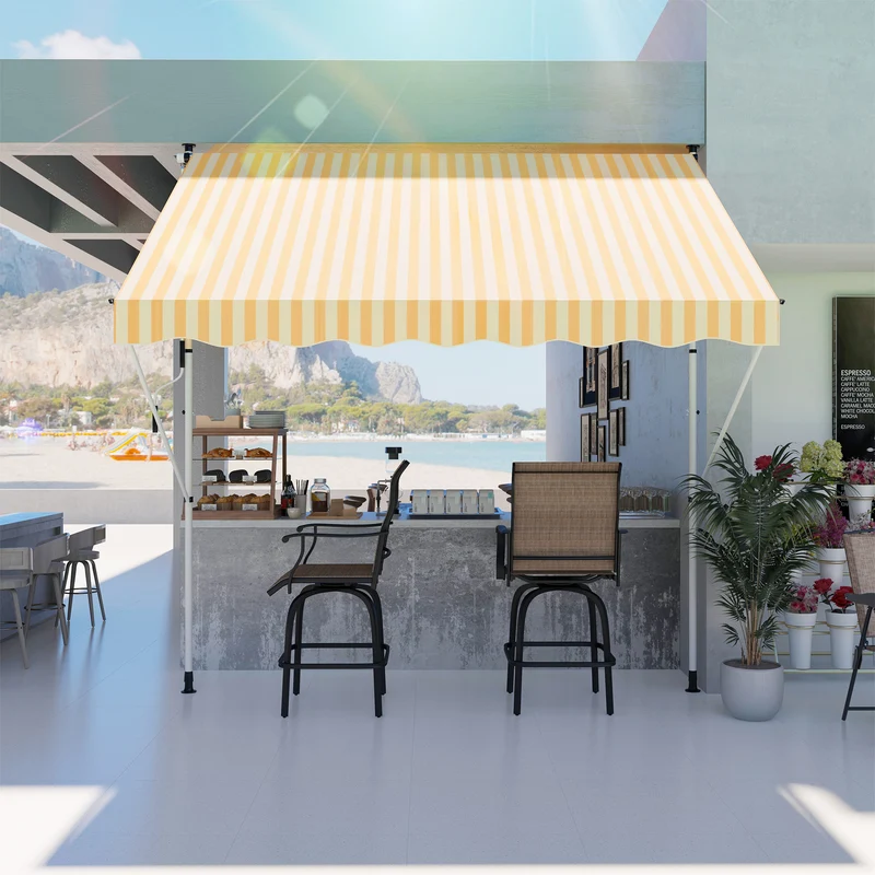 Outsunny Toldo Manual Retráctil 300x150x170-280 Cm Con Altura Ajustable Naranja