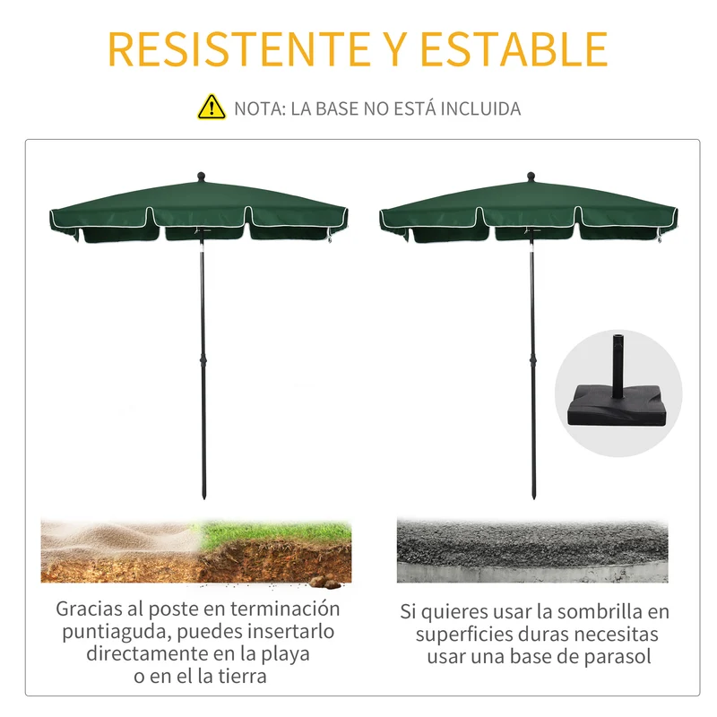 Outsunny Sombrilla De Jardín De Aluminio 2x1,3x2,5 M Verde