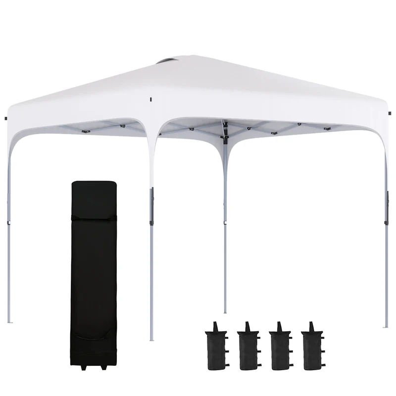 Outsunny Carpa Plegable 2,5x2,5x2,7 M Con Altura Ajustable Anti-uv Blanco