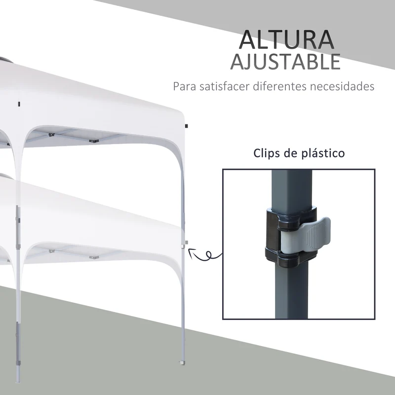 Outsunny Carpa Plegable 2,5x2,5x2,7 M Con Altura Ajustable Anti-uv Blanco