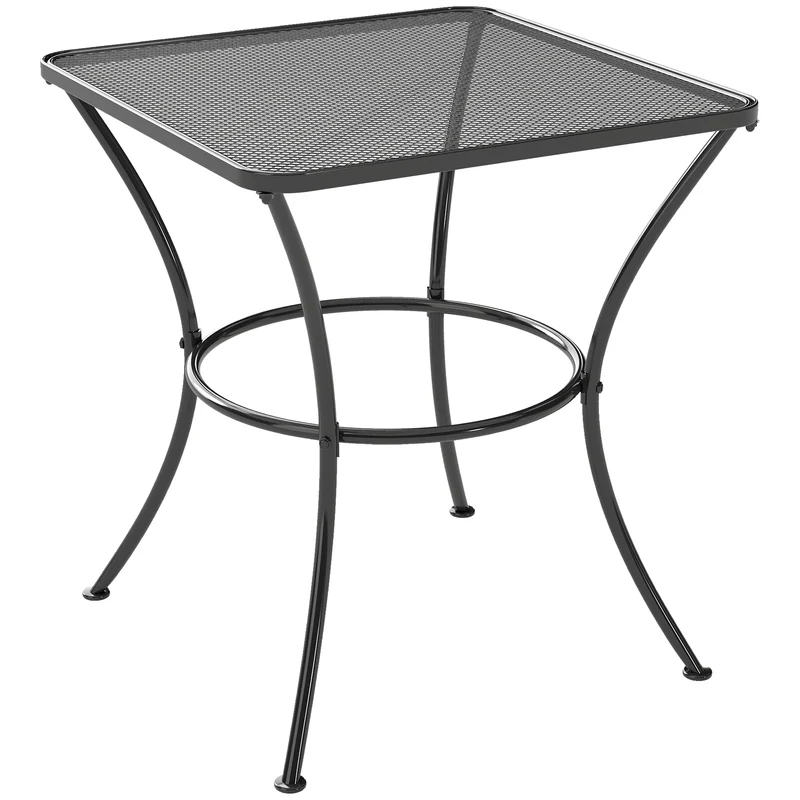 Outsunny Mesa De Jardín Cuadrada De Metal Para Terraza Balcón 45x45x50 Cm Negro