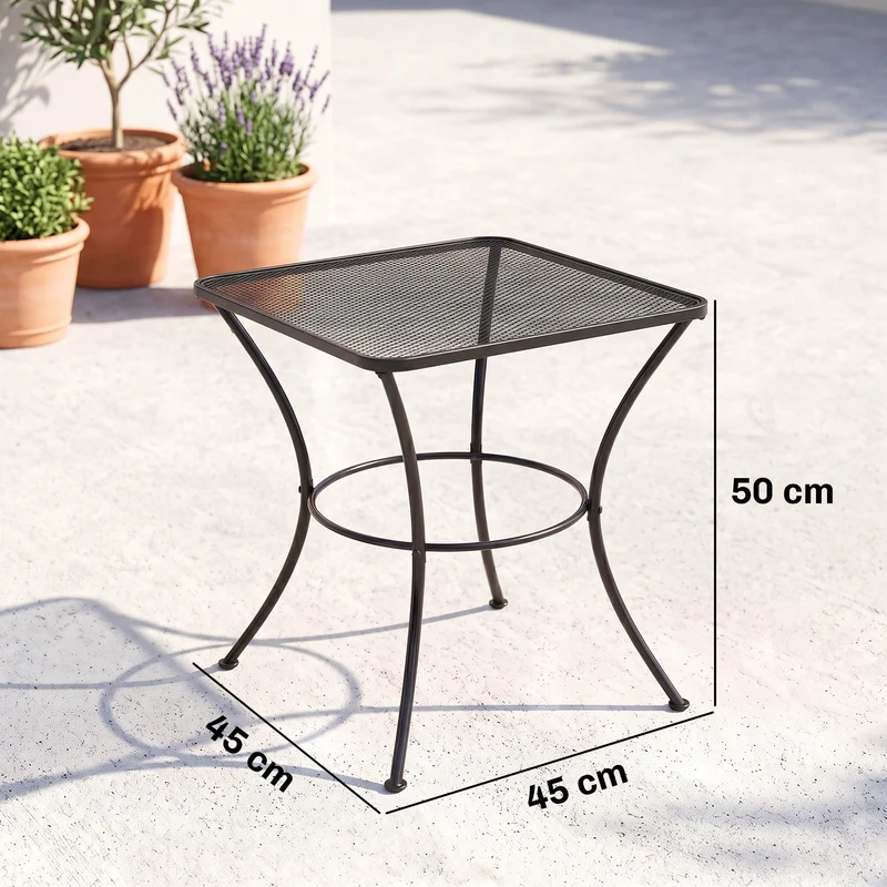 Outsunny Mesa De Jardín Cuadrada De Metal Para Terraza Balcón 45x45x50 Cm Negro