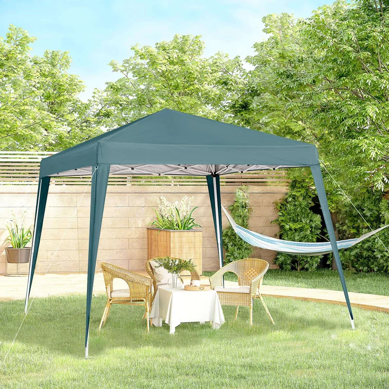 Outsunny Carpa Plegable 2,4x2,4m De Jardín Diseño Pop Up Cenador De Acero Y Tela