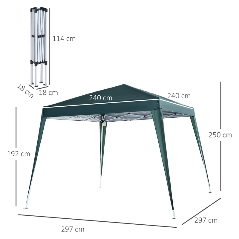Outsunny Carpa Plegable 2,4x2,4m De Jardín Diseño Pop Up Cenador De Acero Y Tela