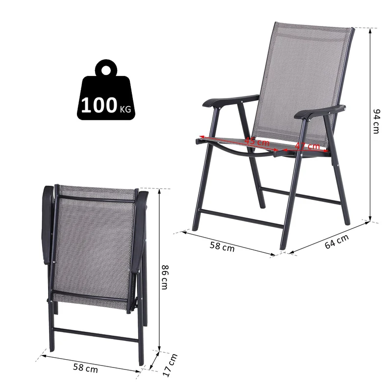Outsunny Conjunto De 2 Sillas Plegables Con Reposabrazos Para Jardín O Terraza