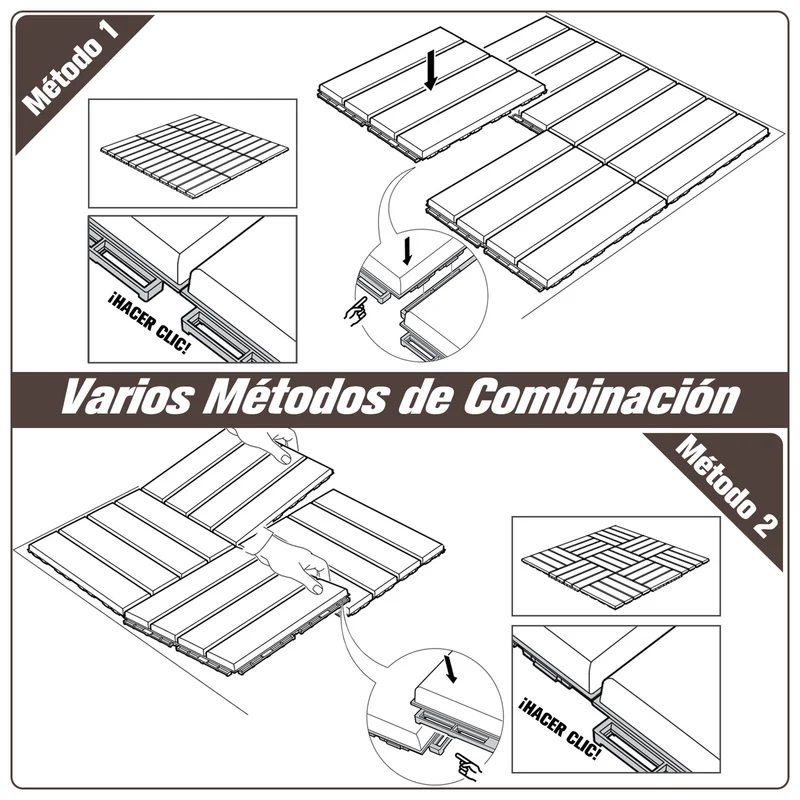 Outsunny Baldosas Cuadradas Para Suelos 30x30 Paquete De 9 Piezas Cubre 0.81 M²