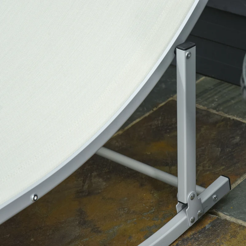 Outsunny 2 Tumbonas Plegables Forma De S Aluminio Texteline Para Terraza Crema