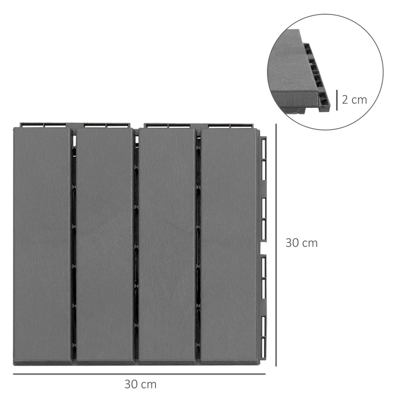 Outsunny Baldosas Cuadradas Para Suelos 30x30 Paquete De 9 Piezas Cubre 0.81 M²