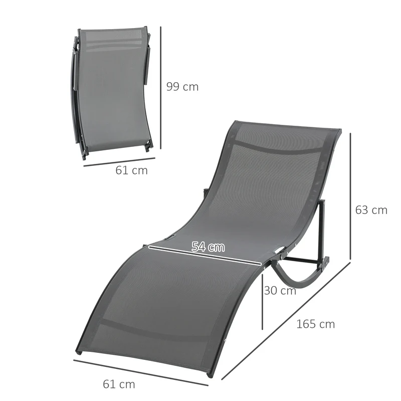 Outsunny Juego De 2 Tumbonas Plegables Con Marco De Aluminio 165x61x63 Cm Gris