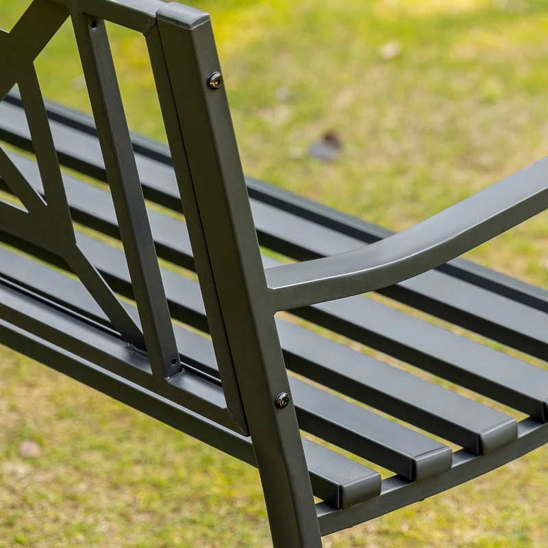 Outsunny Banco Jardín 2 Plazas Acero Con Reposabrazos Para Terraza Carga 240 Kg