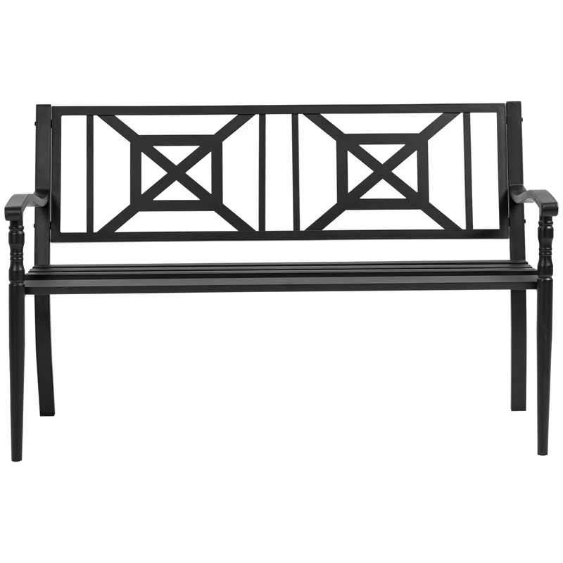 Outsunny Banco Jardín 2 Plazas Acero Con Reposabrazos Para Terraza Carga 240 Kg