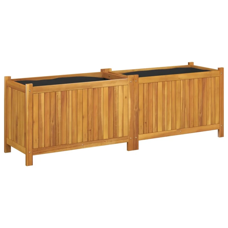 Jardinera Con Forro Madera Maciza De Acacia 153x38,5x50 Cm